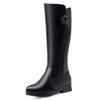Boots Women's Soft Leather Coarse Heel New Women's Boots Fleece Knight Boots Skinny Over Knee Boots Women's Flat Casual Leather Boots