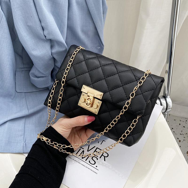 Women's rhombus embroidery thread shoulder chain bag summer new product bag cover lock mobile phone bag