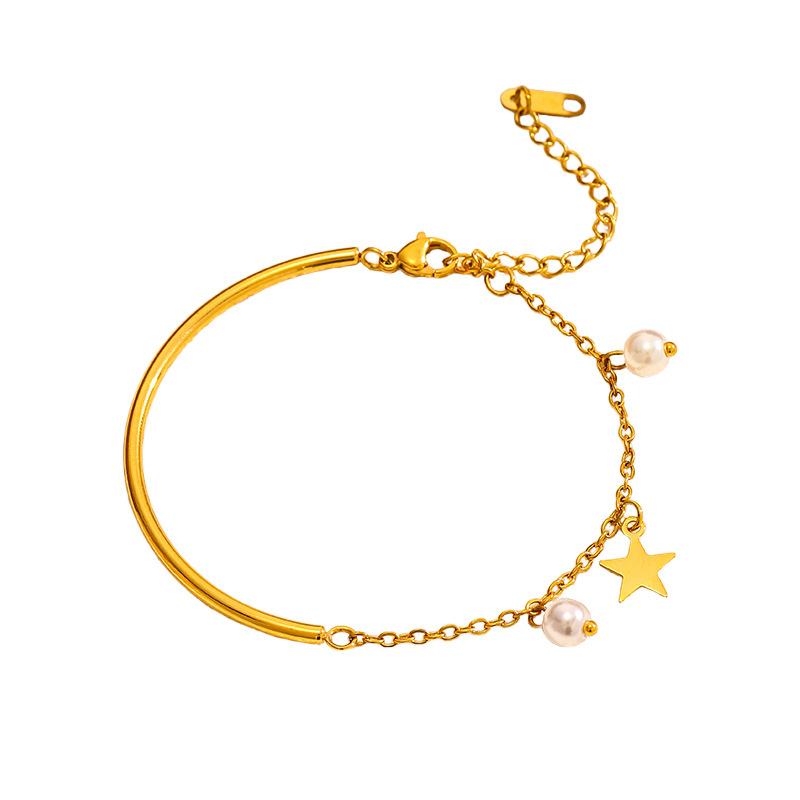 ins wind gold titanium steel bracelet bracelet European and American do not fade light luxury high sense 18k gold stainless steel jewelry