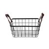 2-Pack Wire Basket Organizers with Faux Leather Handles Stackable Rectangular Storage Baskets Bathroom Kitchen Home Office