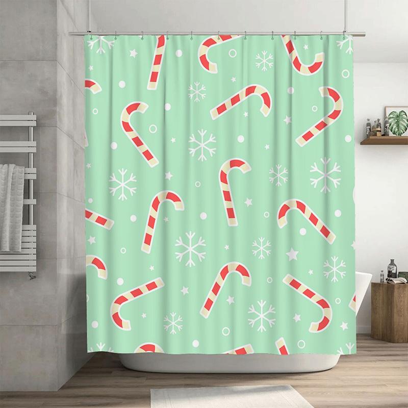 

TU Shower Curtain Christmas Candy Cane Holiday Festive Bathroom Decor Waterproof Fabric Modern Design Home Sweet Home Gift 90x180cm35x71in