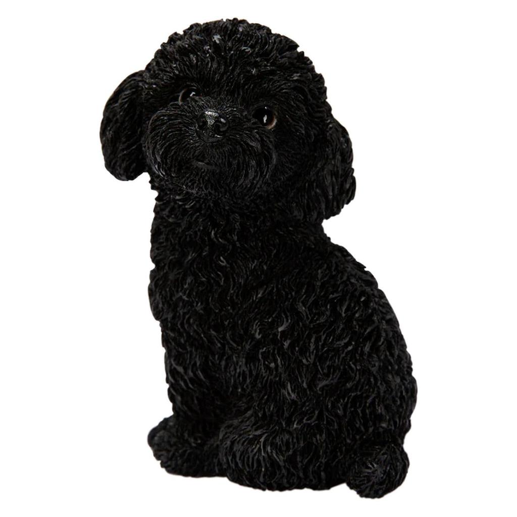 Ubia Toy Poodle Looking Back (Small) Black, 10 X 8 X 14 Cm, Doll Figurine, Animal Ornament, Garden Decoration, Realistic, Cute Dog, H24092-3