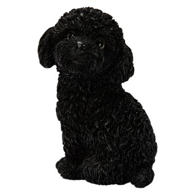 Ubia Black Toy Poodle Looking Back 10 X 8 X 14 Cm Doll Figure Ornament Animal Garden Decoration Realistic Cute Dog (Small) H24092-3