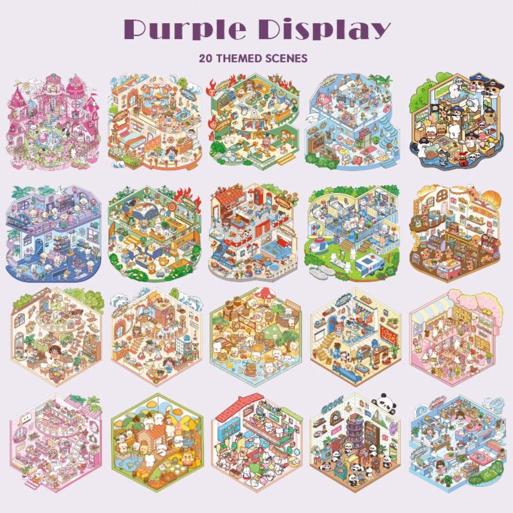 PET 3D Landscape Sticker Decompression Miniature Scene Collage DIY Toy Game Stickers  Gift