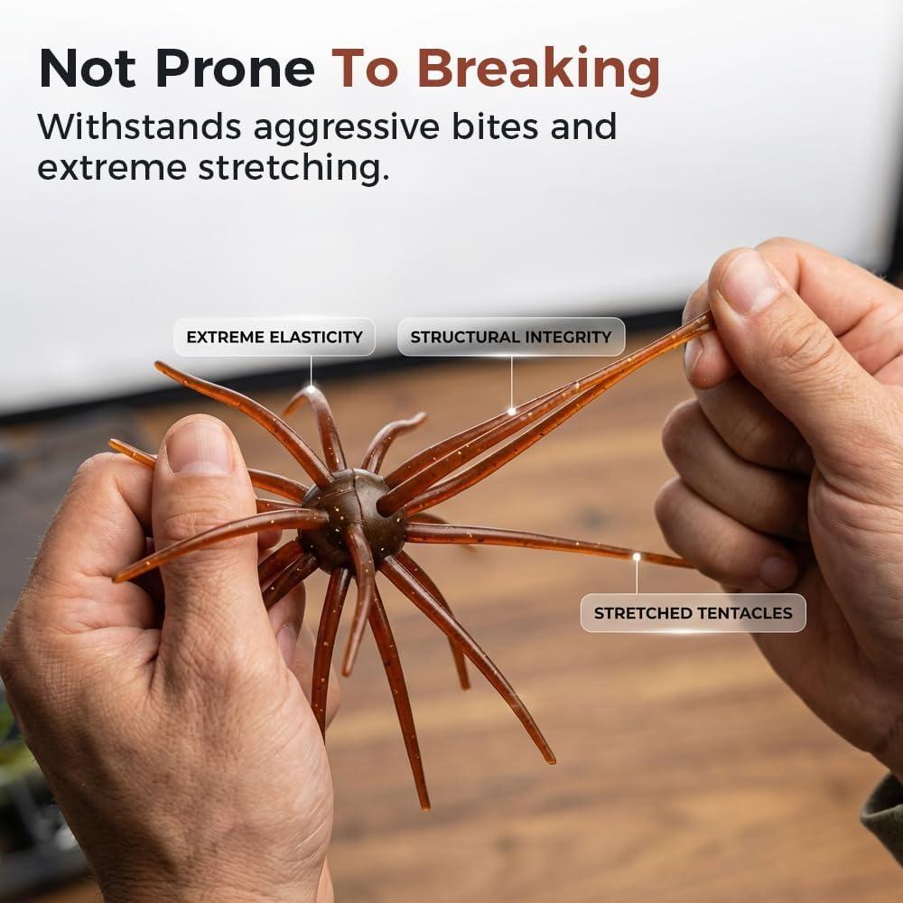 Lure Bait for Black Pits, Sea Urchin Soft Lure, Super Durable Tentacle Creature Lure for Bass Pike Trout Fishing Easy Catch