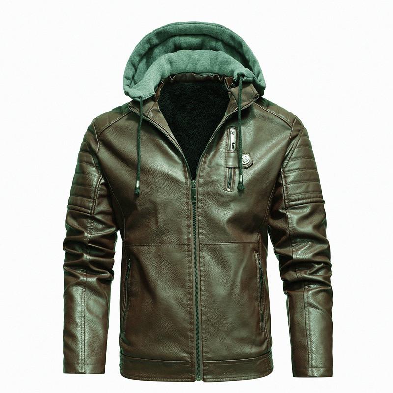 Young men`s leather jacket autumn and