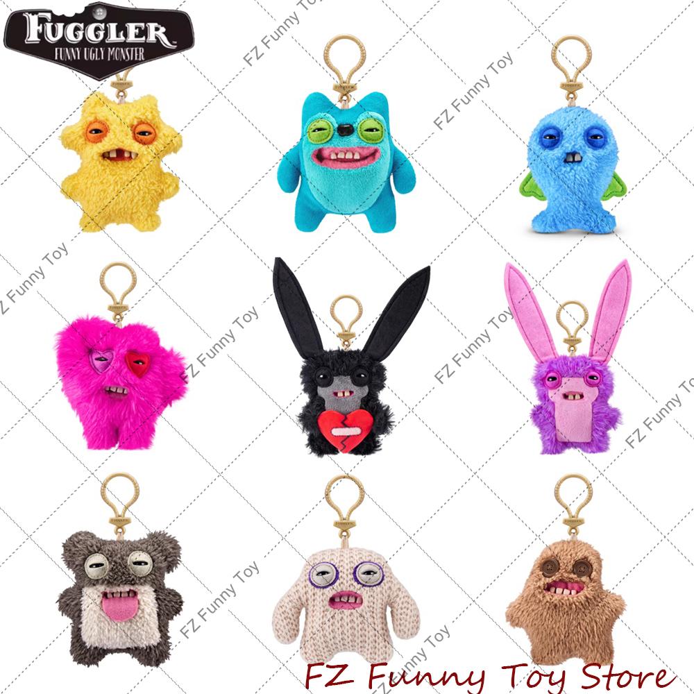 Fuggler Monstre Moche Original Porte-clés Pendentif Poupée Monstre aux Dents Drôles Compte Underoo McGoo Lapin Rose enragé 12-14cm Jouet Cadeau