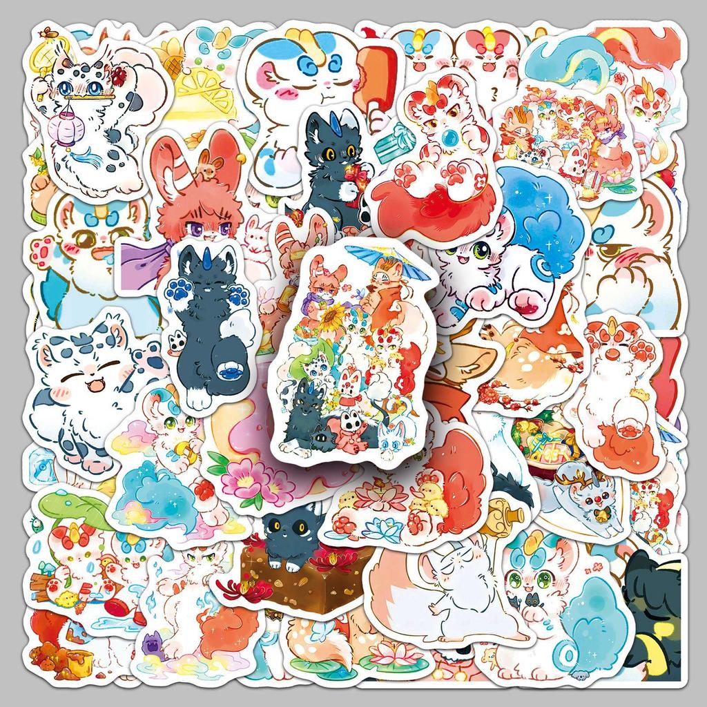 50 Cute Cartoon Animation Stickers for Suitcases, Motorcycles, and Helmets