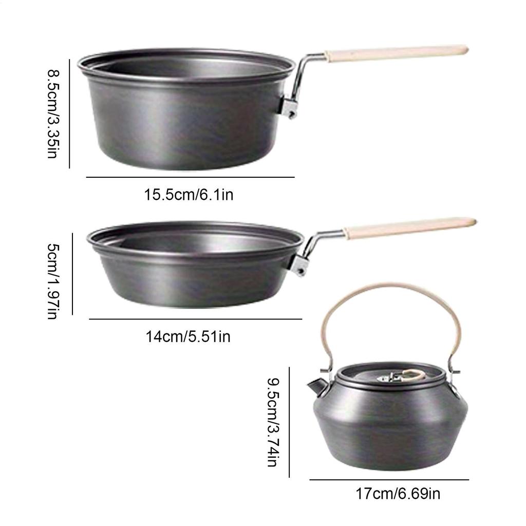 Backpacking Cooking Set Camping Frying Pan Teapot Kitchen Supplies Cookware for Frying Stewing BBQ Outdoor Hiking