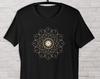 Golden Flower Mandala Unisex Tee Shirt, Women's Boho Tee, Bohemian Casual Shirt, Yoga Tee Gift for Her, Lounge Tee, Hippie Unisex T-Shirt