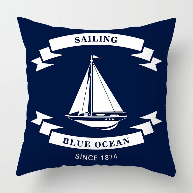Nordic Dark Blue Nautical Collection Pillowcase Home Decor Sofa Decoration Cushion Cover