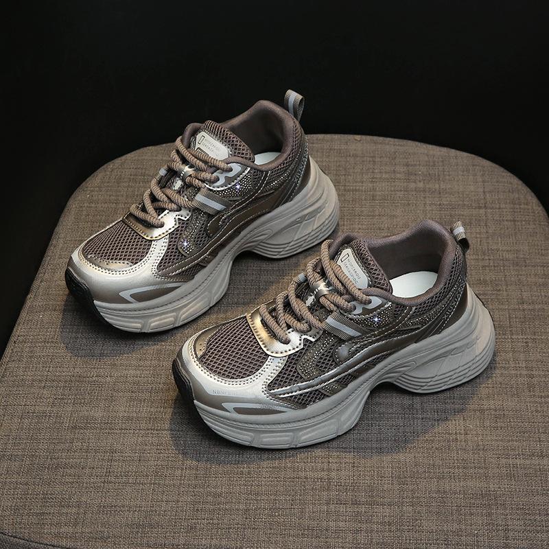 

Fashion dad shoes women s muffin platform sports and leisure 2025 autumn new mesh non-slip lightweight height-increasing sports shoes 40