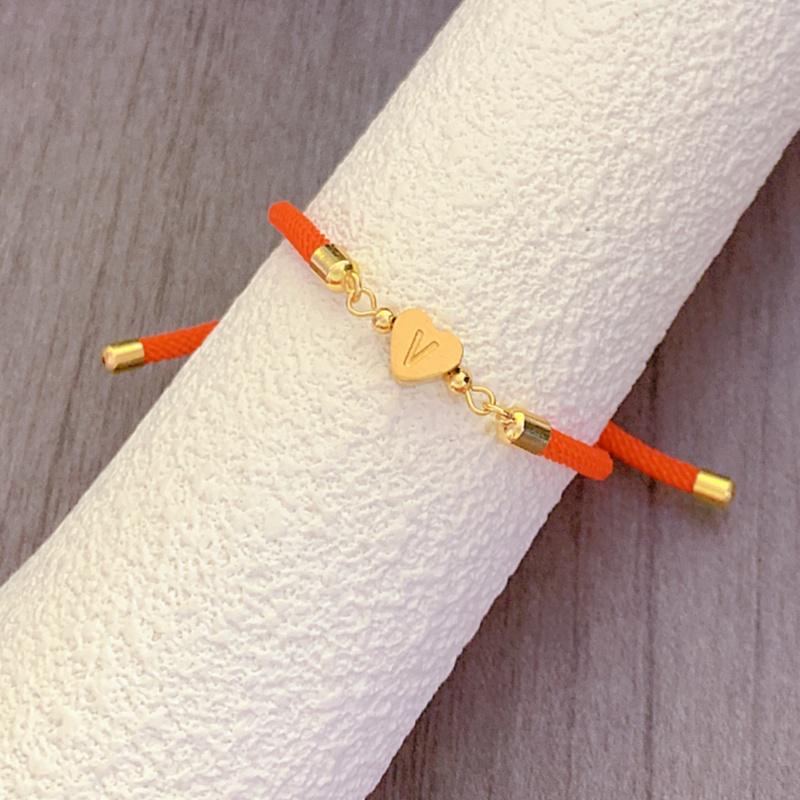 

Классический браслет One Piece с инициалом в виде сердца от A до Z, женский простой регулируемый браслет из цветного шнура, женское ювелирное украшение в подарок Z красный