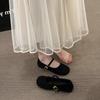 Retro Flat Mary Jane Shoes with Skirt Suede Black Light Mouth Soft Sole Single Shoes Women's Comfortable Women's Shoes New