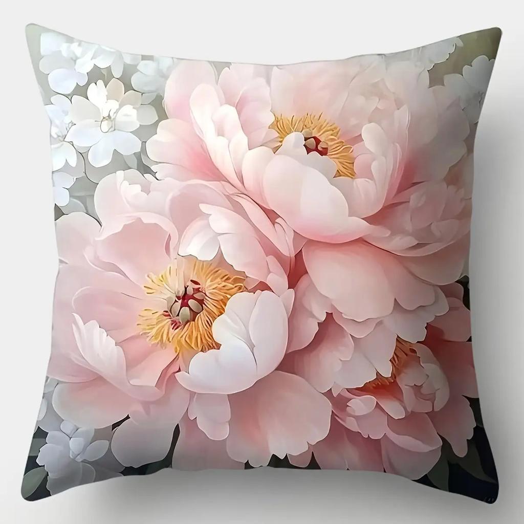 Soft Pastel Floral Pillow Covers, Tulip Lily Peony Decorative Throw Pillow Cases, Elegant Spring Home Decor Cushion Covers 4Pcs