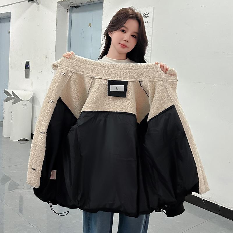 Winter Velvet Jacket, New Korean Version Loose Short Splicing Jacket