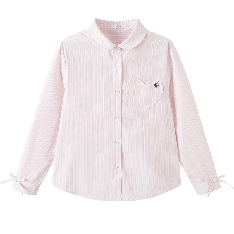 Balabala Girls' Sweet Striped Long-Sleeve Shirt