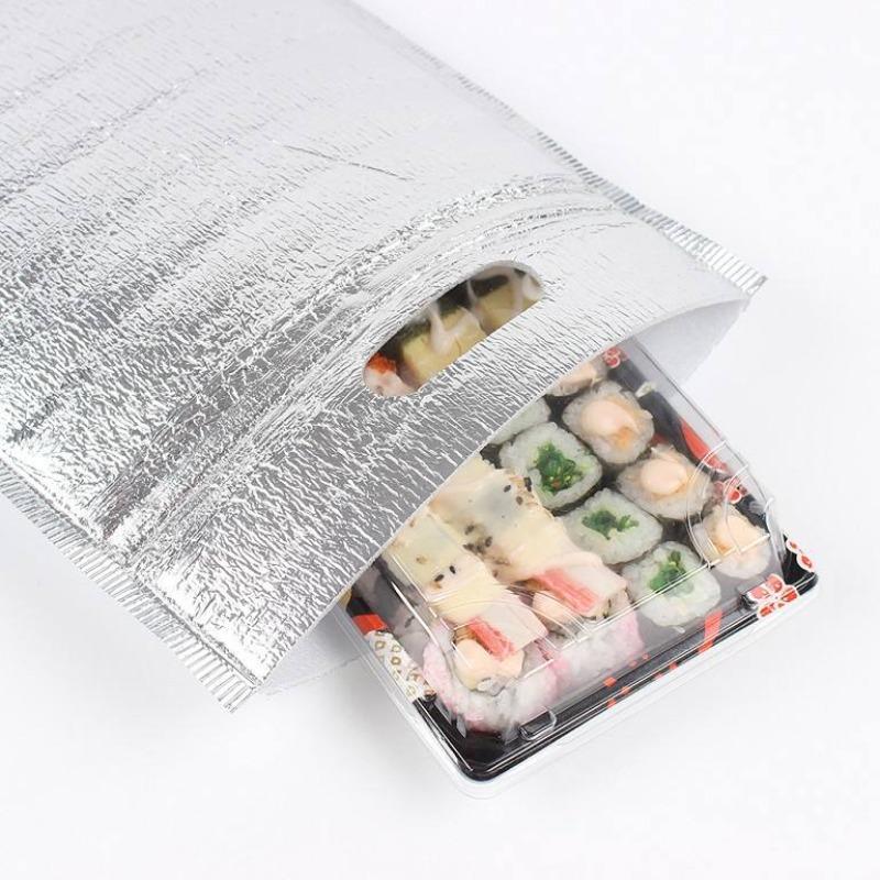 10Pcs/Pack Ice Cold Warm Aluminum Foil Bag Food Thermal Delivery Carrier Insulation Bag with Closure Drink Storage Cooler Bag