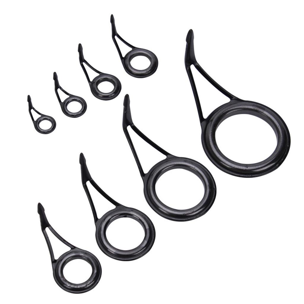 7 Pièces Guides de Canne à Pêche en Acier et Céramique Kit de Réparation de Canne Anneaux d'Oeil de Pointe de Canne DIY 7 Tailles Mixtes Accessoires pour Cannes à Pêche