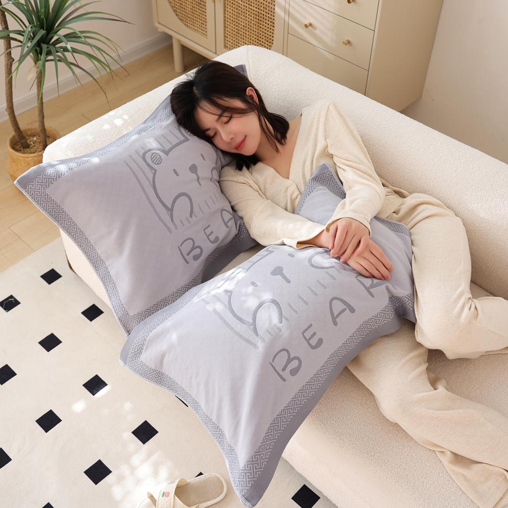 A Pair of Pure Cotton Gauze Pillow Towels, New High-density Soft Adult Cover Towels, Cotton Non-slip and Breathable Household