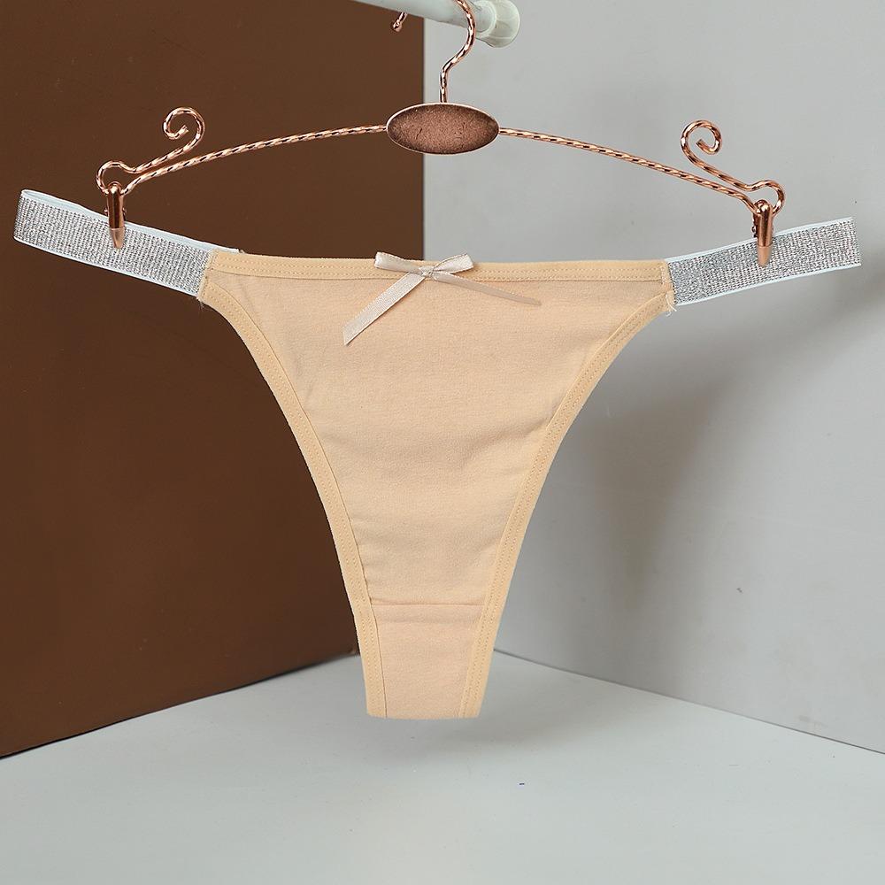 Silver Thin Belt Bowknot Panties Bow Cotton Thong Sweet Women's Briefs  Lingerie