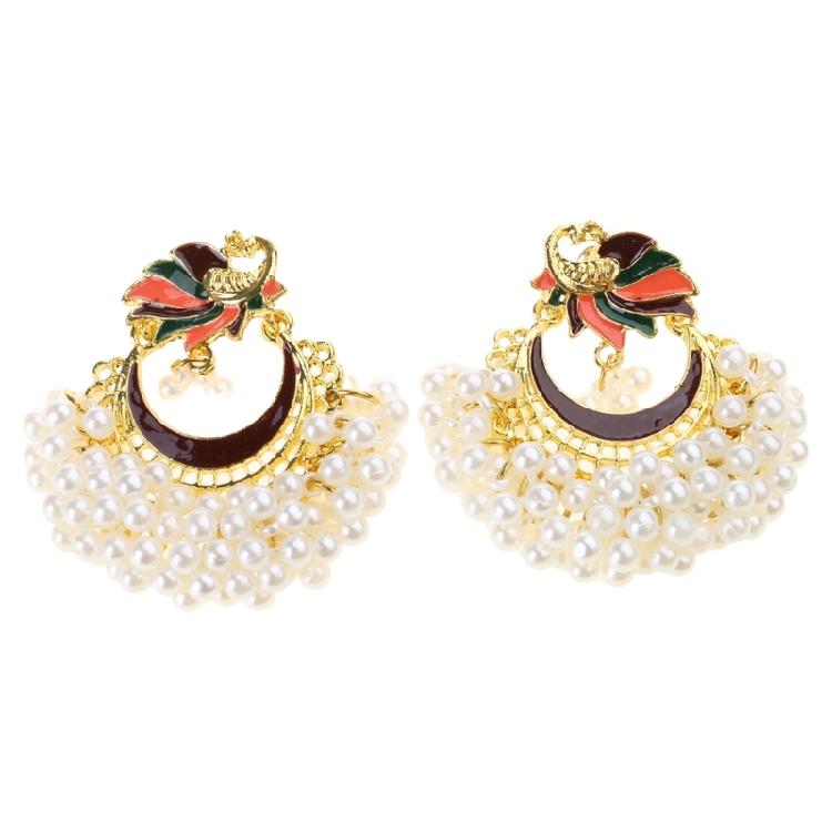 Ethnic Style Earrings Indian Bollywood Kundan Peacock Drop Earrings Women Gift 1