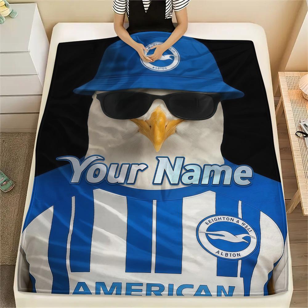 1PC Brighton Hove Albion Custom Name Patterned Flannel Blanket Suitable For All Seasons For Home Decor Warmth And Comfort Gifts Holiday Present
