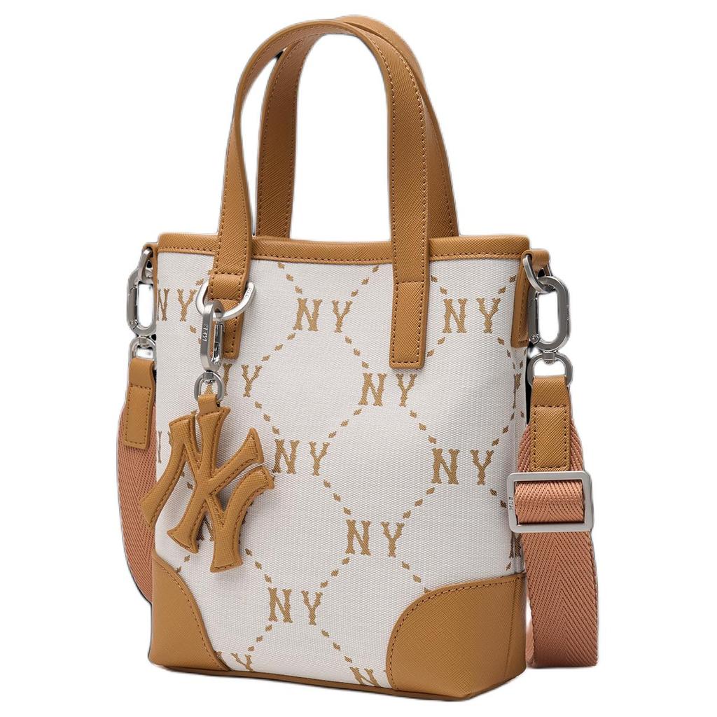 New MLB Artificial Leather Shoulder Bag Crossbody Bag Handbag Clutches Student Backpacks Unisex Cream 3ACRS054N-50CRS