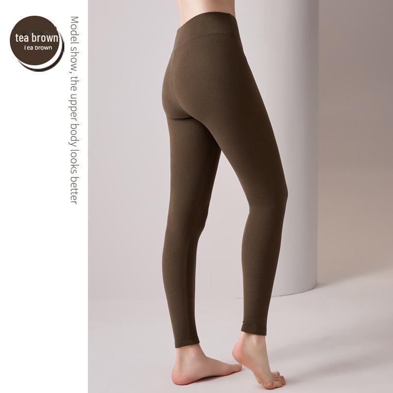 

Женские теплые леггинсы Meiyabi из смеси шерсти с высокой талией, осень/зима 2024 года M коричневый