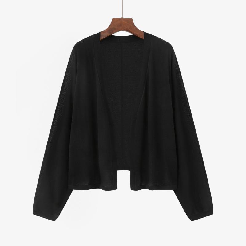 Cardigan Tricoté pour Femme Haut à Manches Longues Été Fille Ronde Chemise Climatisée Veste Protectrice du Soleil