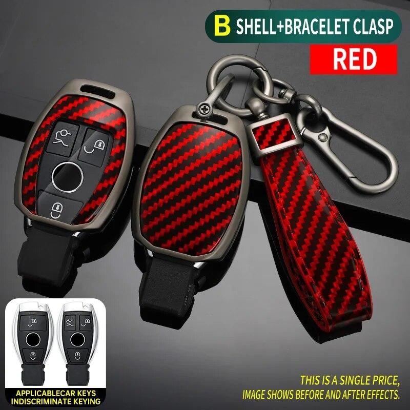 Carbon Fiber Zinc Alloy Car Key Case Cover For Mercedes Benz A C E S Class GLA CLA GLK GLC CLS W204 W463 W176 W251 W205 AMG
