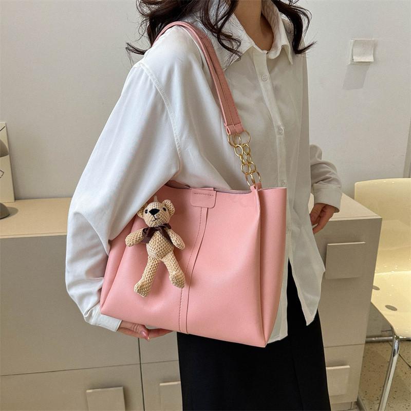 Stylish Large Capacity Tote Bag For Women In Fashionable Black White Pink Colors Ideal For College And Daily Use