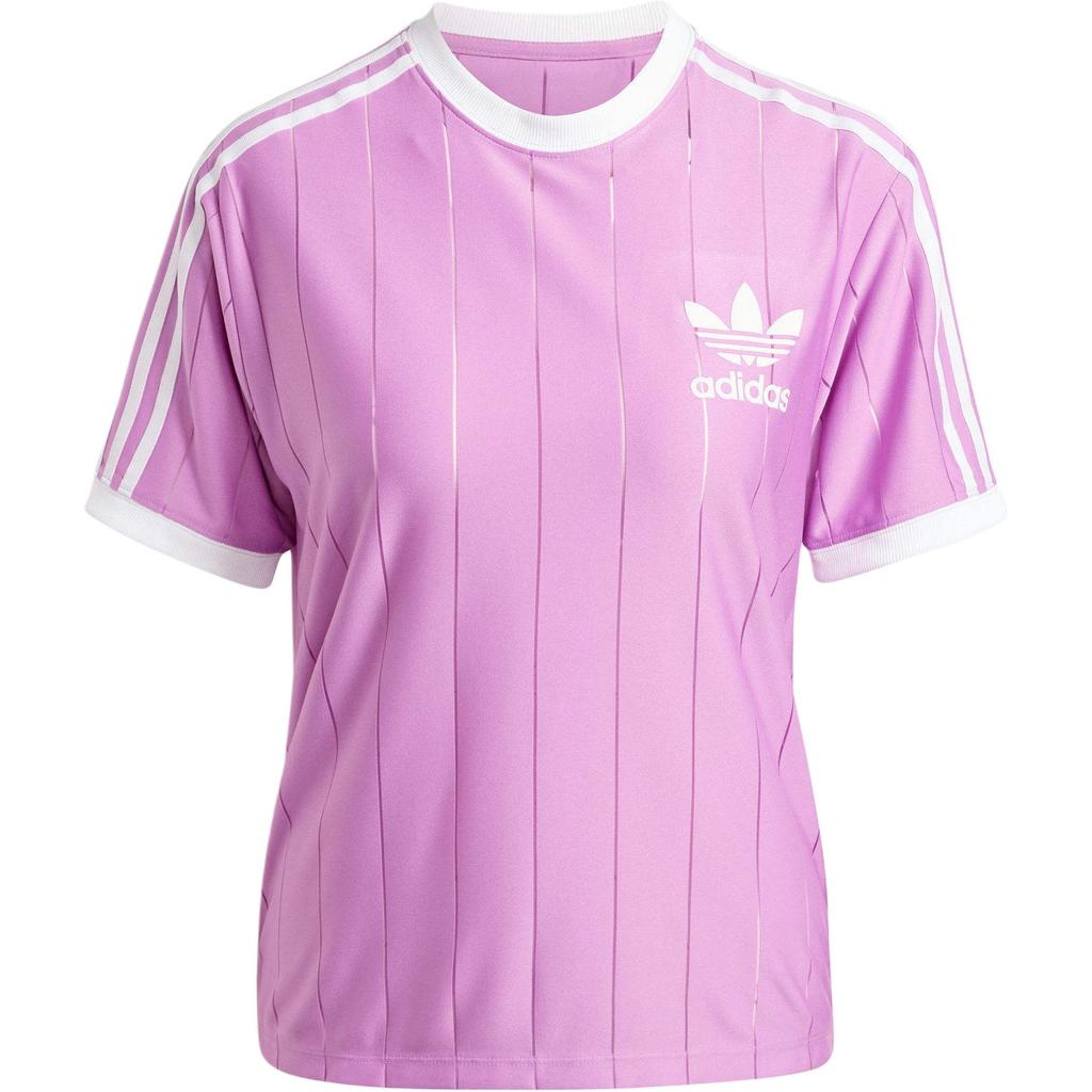 adidas Originals Adicolor Casual Striped Logo Short Sleeve T-Shirt Women Tops Purple IY7226