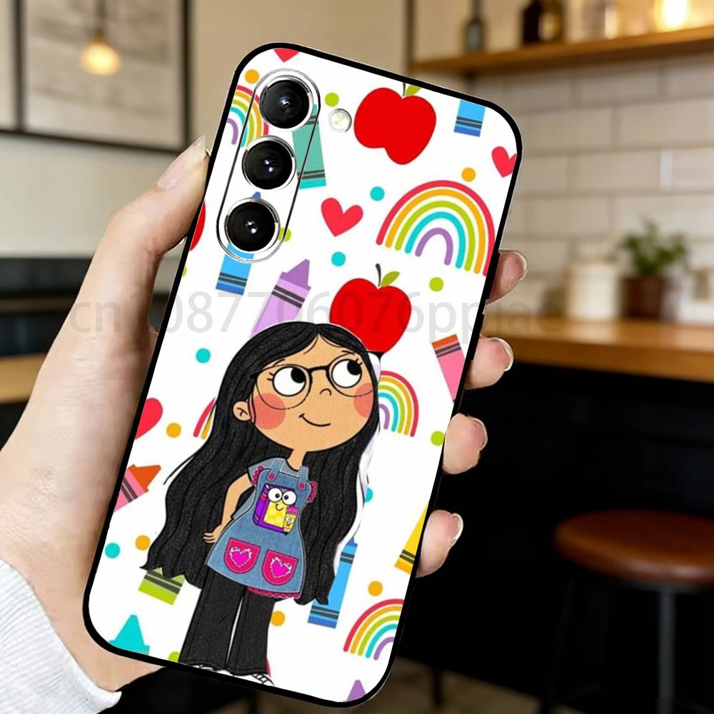 

Cartoon Cute Girl Phone Case For Samsung S20,21,22,23,24,25,26 Ultra,Plus,Lite,FE,Black Soft Case Samsung S21 s305G