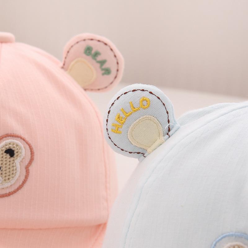 Cute Bear Baby Baseball Cap Breathable Soft Cotton Newborn Boys Girls Peaked Cap Cartoon Casual Travel Infant Sun Hats