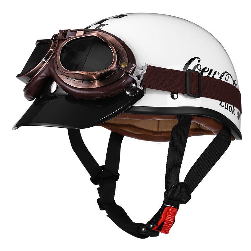 Retro Motorcycle Helmet, Men's Four Season Pedal Cruising Scoop Helmet, Safety Helmet, Women's Electric Half Helmet