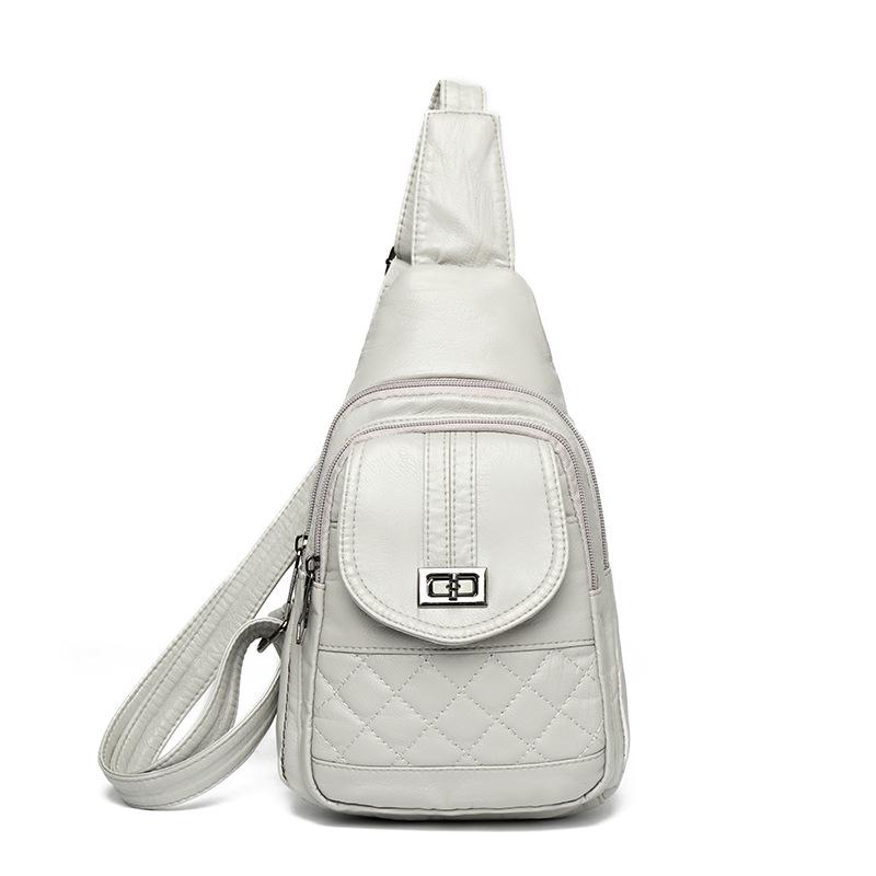 

Large capacity new breast bag women s trend lightweight messenger bag simple soft leather shoulder bag серый