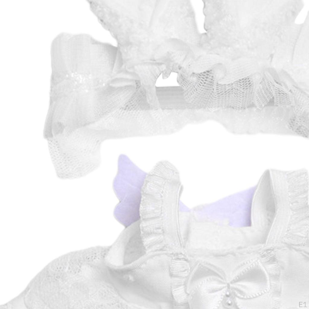 2 Pieces Fashion Dolls Lace Dress and Ear Headband Mininature Clothing Accessories Handmade Clothes