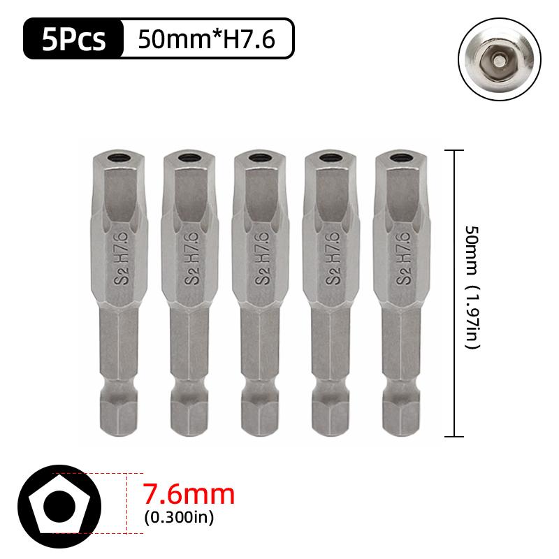 Magnetic Pentagonal Screwdriver Bit Set With Hole 1/4" Hex S2 Steel 50mm Security Torx Drill Bits Ratchet Wrench Hand Tools