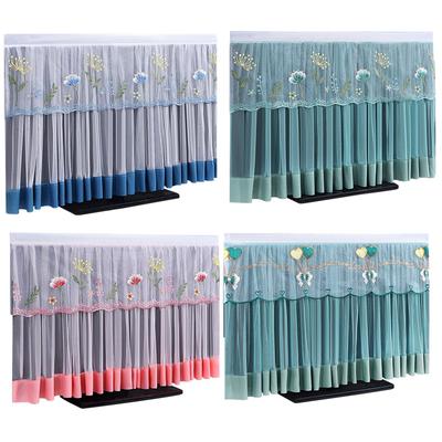 Televizyon Toz Geçirmez Kılıf TV Toz Kapağı Kapağı Çıkarmadan Koruyucu Kapak Nakış Dantel