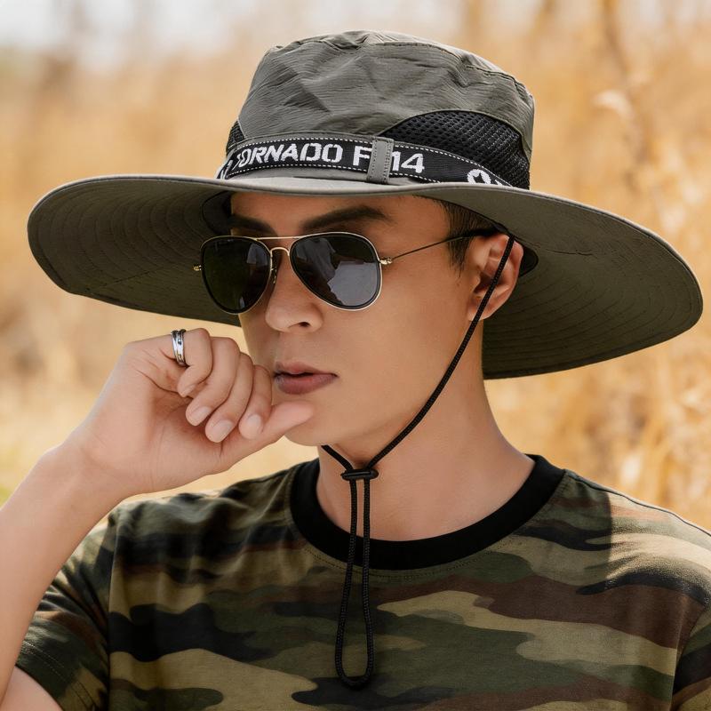 Outdoor shading and sun protection fisherman's hat men's summer large brim UV protection mountain hiking fishing hat