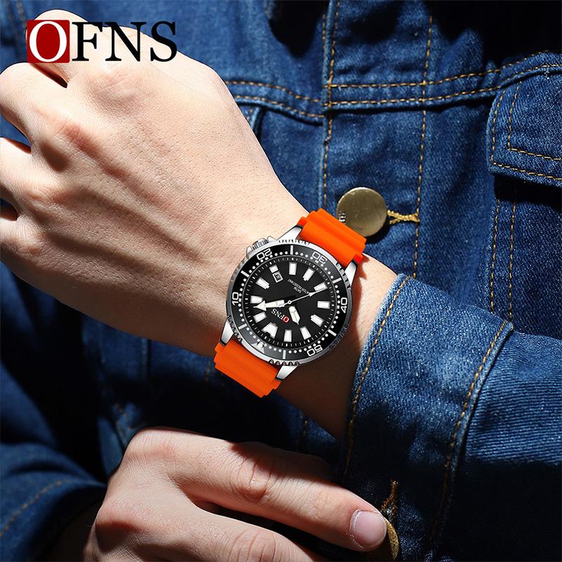 Men's Quartz Watch Calendar Luminous Sports Rubber Strap Waterproof Casual Cool Wristwatch Male Clock Reloj Hombre