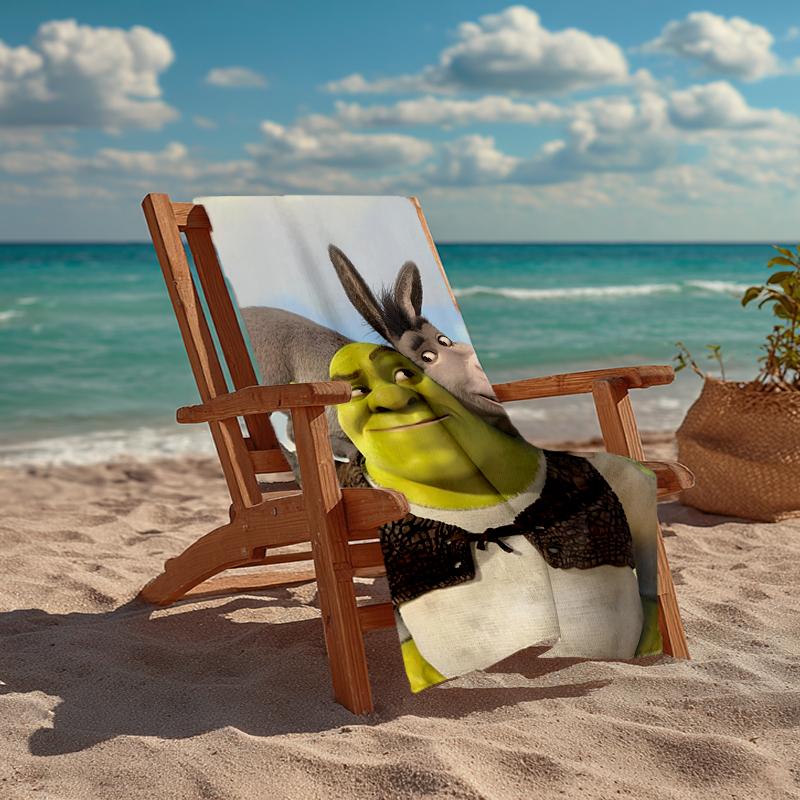 Ultra-Soft Beach Towel with Shrek Theme,Ideal for Pool - Camping, Diving - Perfect Travel Essential, Vibrant Beach Towel.