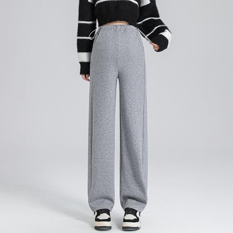 /7361 Real Shot Pregnant Women Drawstring Pocket Sickle Pants Piled Thickened Winter Straight Pants Casual Trousers