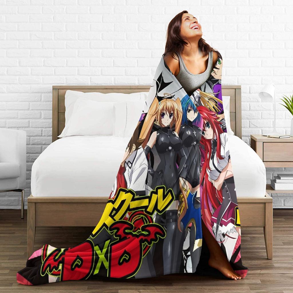 Warm Blanket Camping High School DxD Anime Throw Blanket  Flannel Bedspread For Couch Chair Street Trend Sofa Bed Cover