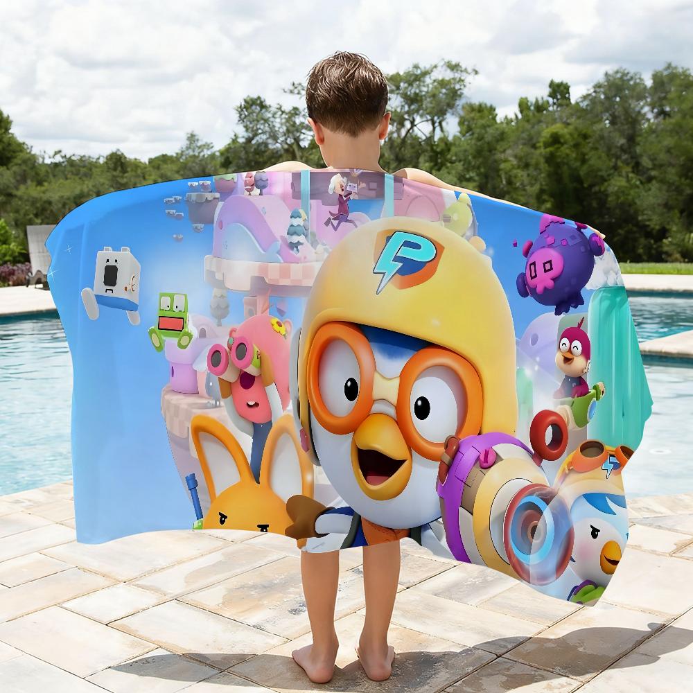 Cartoon P-Pororo-S Cute Towel Shower Sauna Travel Spa Quick Dry Gym Accessories Soft Large Beach Towels