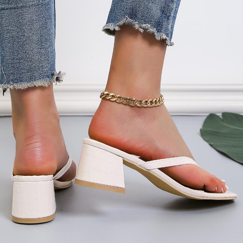 Dámské Žabky Móda Pantofle na středním podpatku Robustní Slingback Sponka -Obuv ve špičce Léto Nové Lodičky Sandály Neformální Ženy Skluzavky