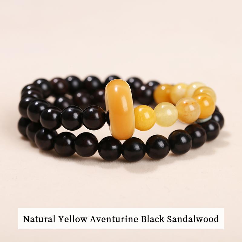 Sandalwood Bead Bracelet Double Hoop Bodhi Hand String for Men Women Retro Simple Natural Stone Vintage Hand Jewelry Accessories