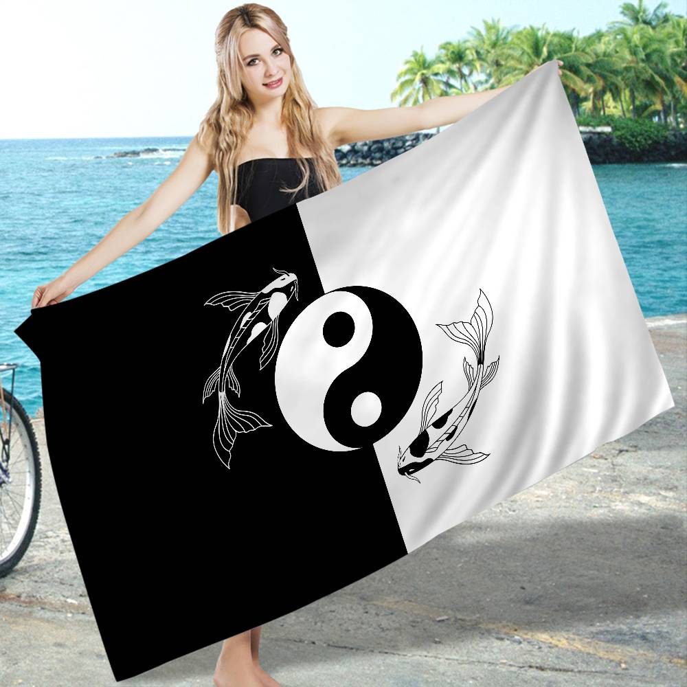Chinese Tai Chi Bagua Yin Yang Anime Beach Swimming Towel Soft Absorbent Washcloth Children's Gifts for Kids Travel Camping Gym