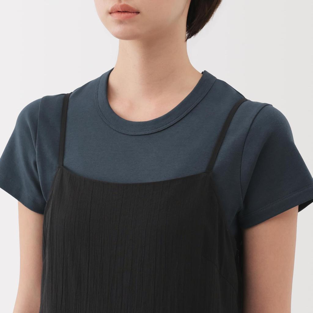 MUJI Women's Strong Twist Voile Camisole Dress, Black, Size S, BC2LNA5S